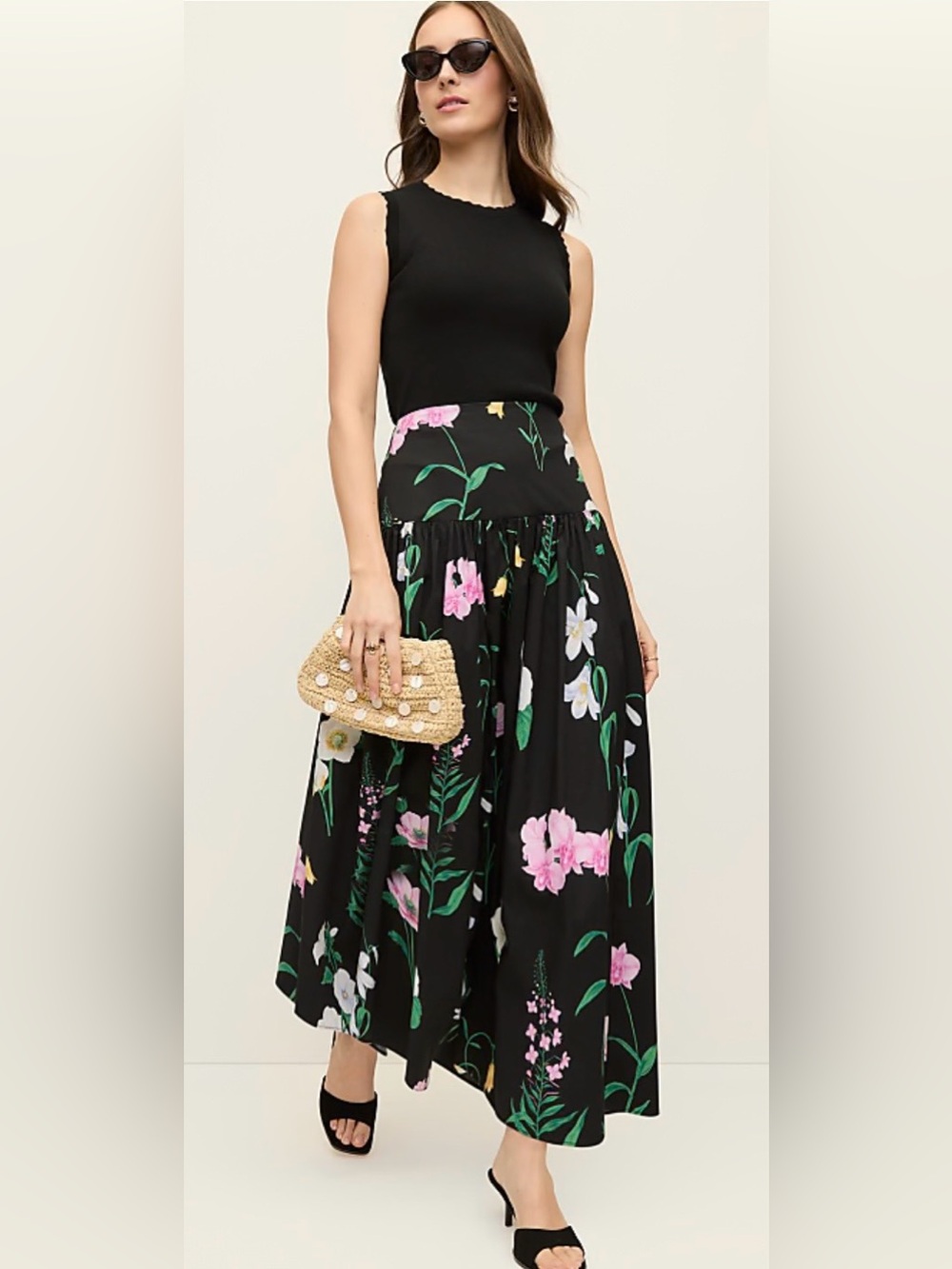 Ann Taylor Petite Floral Gathered Maxi Skirt